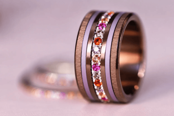 🍂 Aura Éclat d'Automne 🍂  Addon Medium en argent avec zircons aux couleurs automnales à combiner avec les bagues interchangeables mood