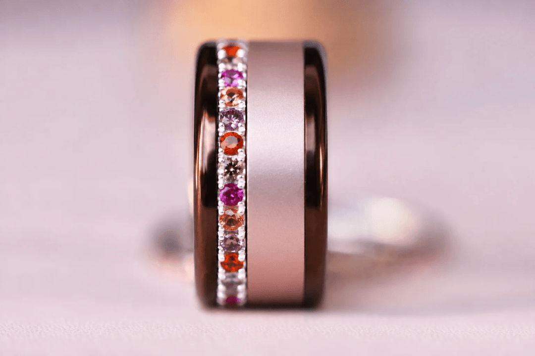 🍂 Aura Éclat d'Automne 🍂  Addon Medium en argent avec zircons aux couleurs automnales à combiner avec les bagues interchangeables mood
