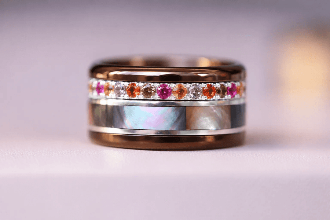 🍂 Aura Éclat d'Automne 🍂  Addon Medium en argent avec zircons aux couleurs automnales à combiner avec les bagues interchangeables mood