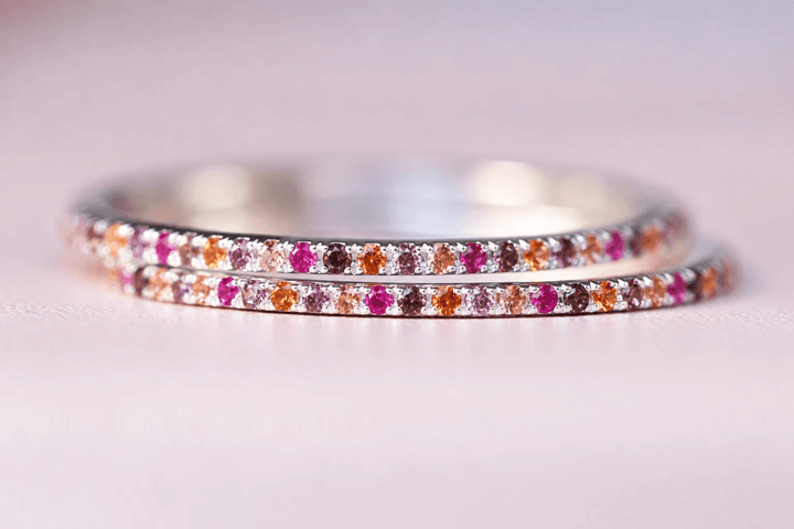 🍁 Pack de 2 Minis Aura Éclat d'Automne 🍁 minis en argent avec zircons aux couleurs automnales « Éclat d'Automne » à combiner avec les bagues interchangeables mood