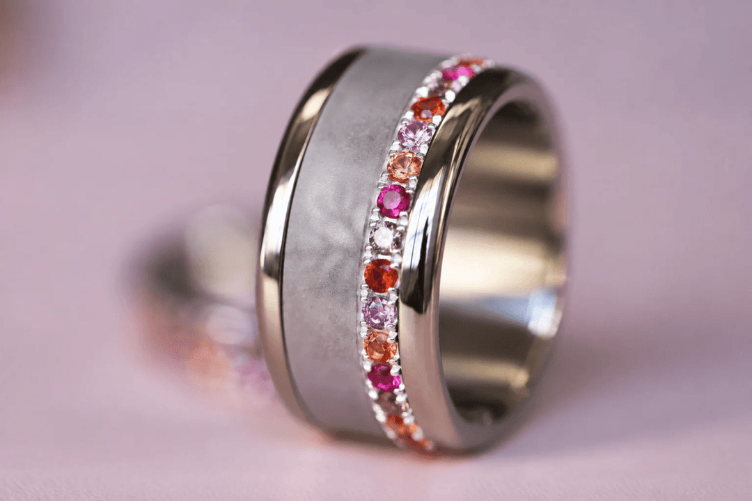 🍂 Aura Éclat d'Automne 🍂  Addon Medium en argent avec zircons aux couleurs automnales à combiner avec les bagues interchangeables mood
