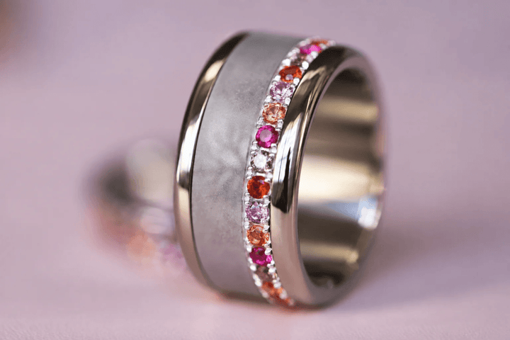🍂 Aura Éclat d'Automne 🍂  Addon Medium en argent avec zircons aux couleurs automnales à combiner avec les bagues interchangeables mood