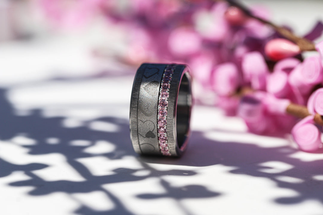 Inner ring (Medium addon) "Aura obscura" 925 silver set with black zircons