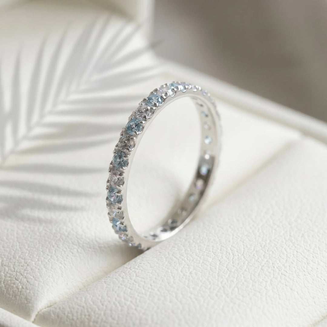 Anneau (medium) "Aura Vichy Océan" en argent pour bague mood interchangeable
