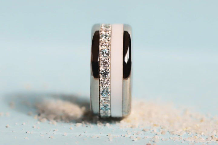 Anneau (medium) "Aura Vichy Océan" en argent pour bague mood interchangeable