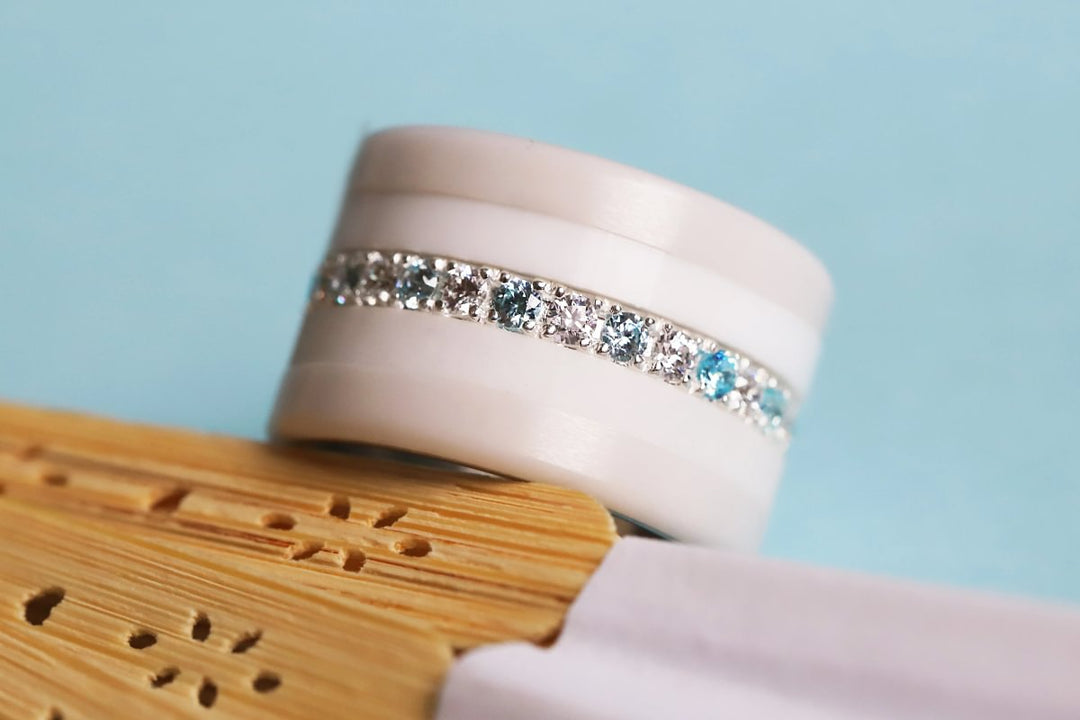 Anneau (medium) "Aura Vichy Océan" en argent pour bague mood interchangeable