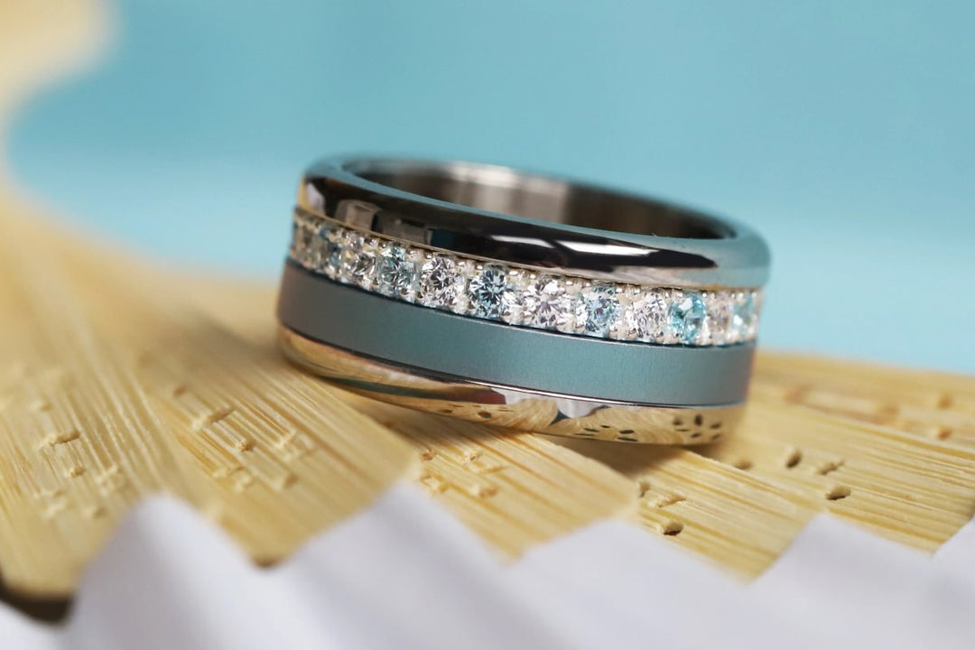 Anneau (medium) "Aura Vichy Océan" en argent pour bague mood interchangeable