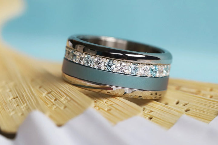 Anneau (medium) "Aura Vichy Océan" en argent pour bague mood interchangeable