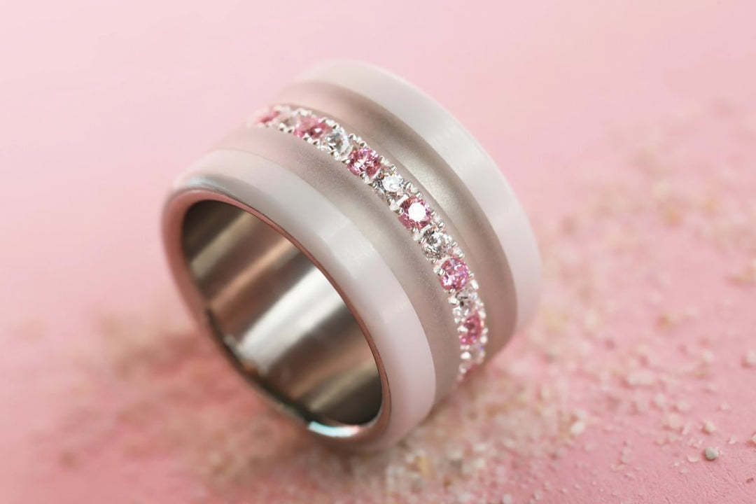 Anneau (medium) "Aura Vichy Sunset" en argent pour bague mood interchangeable