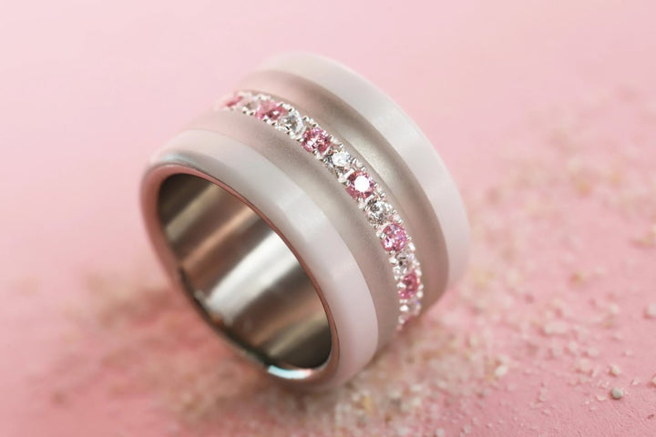 Anneau (medium) "Aura Vichy Sunset" en argent pour bague mood interchangeable