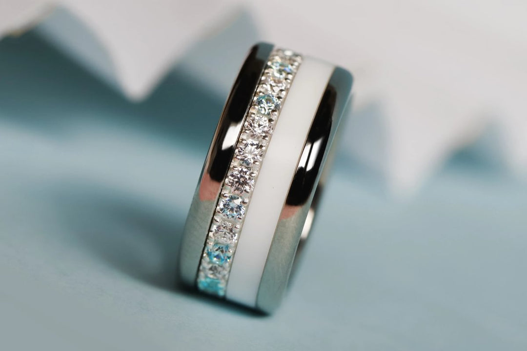 Anneau (medium) "Aura Vichy Océan" en argent pour bague mood interchangeable
