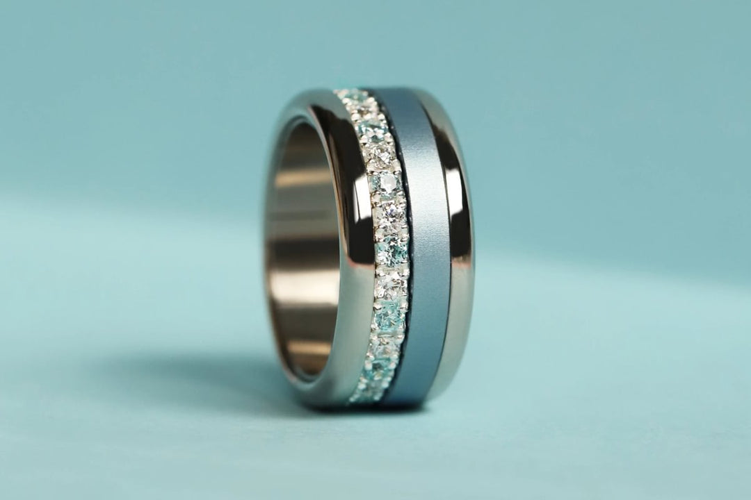 Anneau (medium) "Aura Vichy Océan" en argent pour bague mood interchangeable
