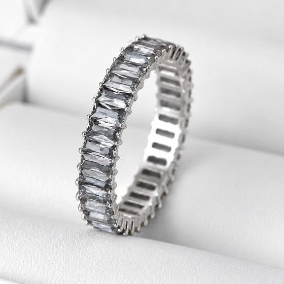 💍 Anneau (addon deux tiers) "Auraline Givré" en argent 925 serti de baguettes argentées