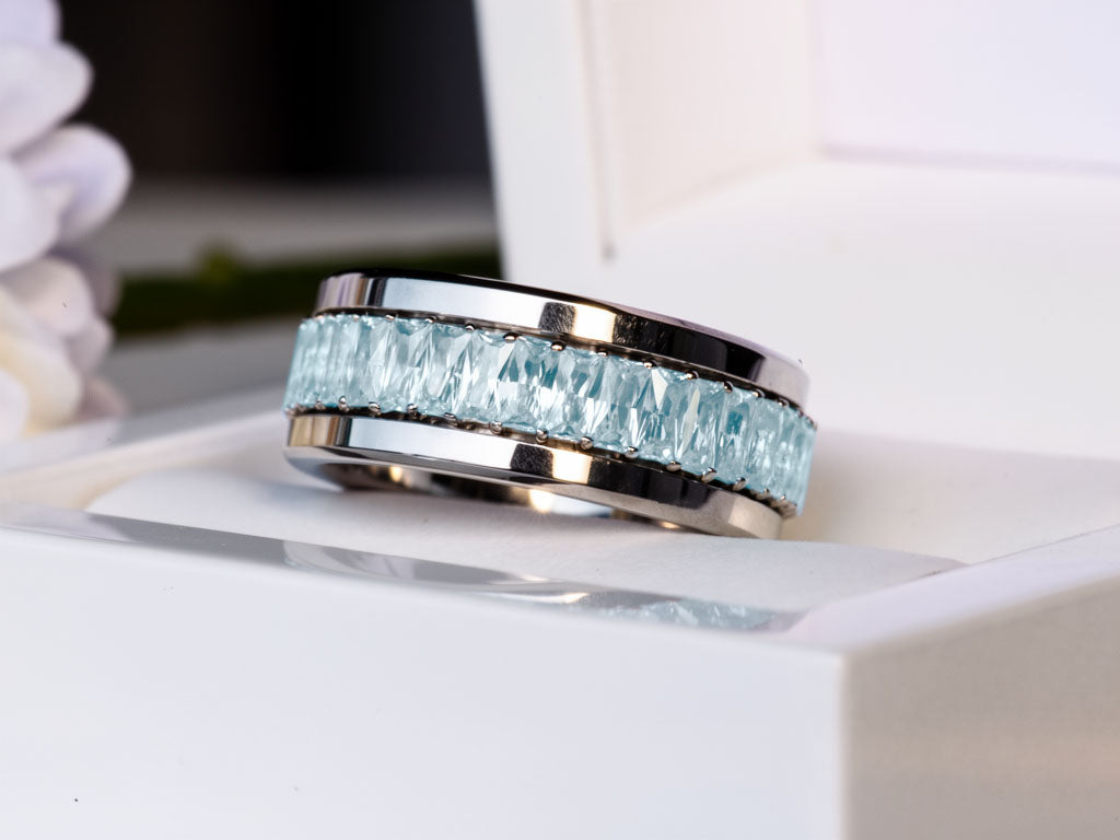 Spécial Blue Monday 🩵 Précommande : 💍 Anneau (addon deux tiers) "Auraline Céleste" en argent 925 serti de zircons