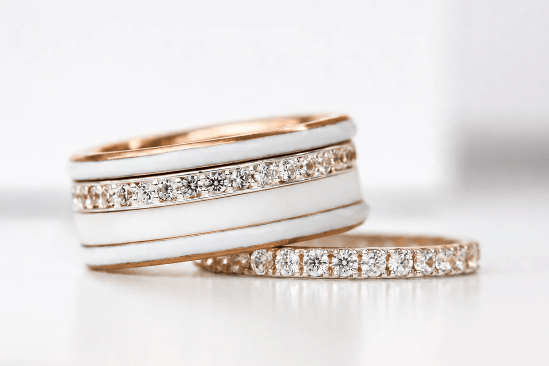 ✨ Aura Authentique Rose Gold 💍 Anneau (addon medium) en argent rose gold serti de zircons — édition spéciale étoiles & planètes