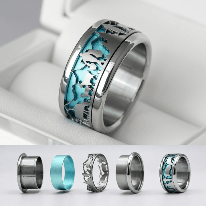 Bague mood interchangeable "Poya" avec motifs suisses et couleur interchangeable