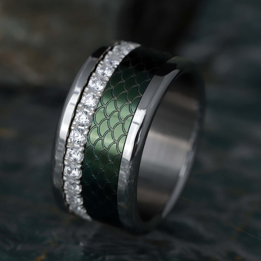 bague-mood-interchangeable-anneau-2/3-acier-emeraude