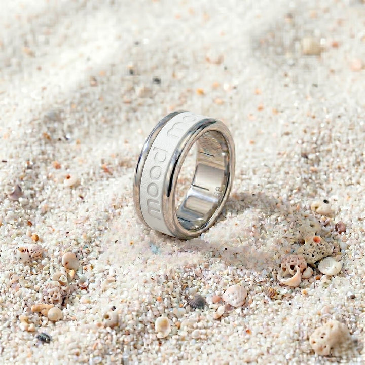 bague mood summer en acier inoxydable avec anneau interchangeable estampillé mood couleur blanc