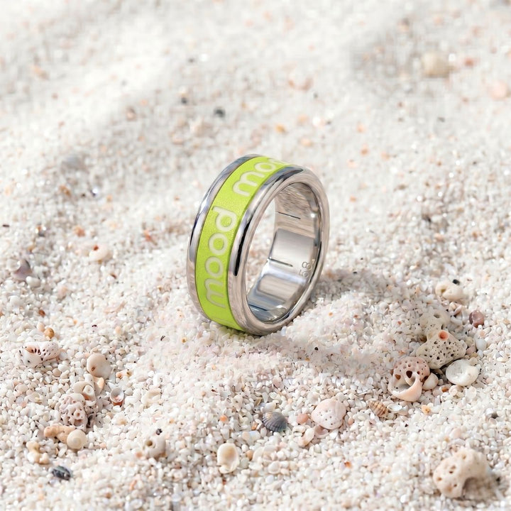 bague mood summer en acier inoxydable avec anneau interchangeable estampillé mood couleur vert
