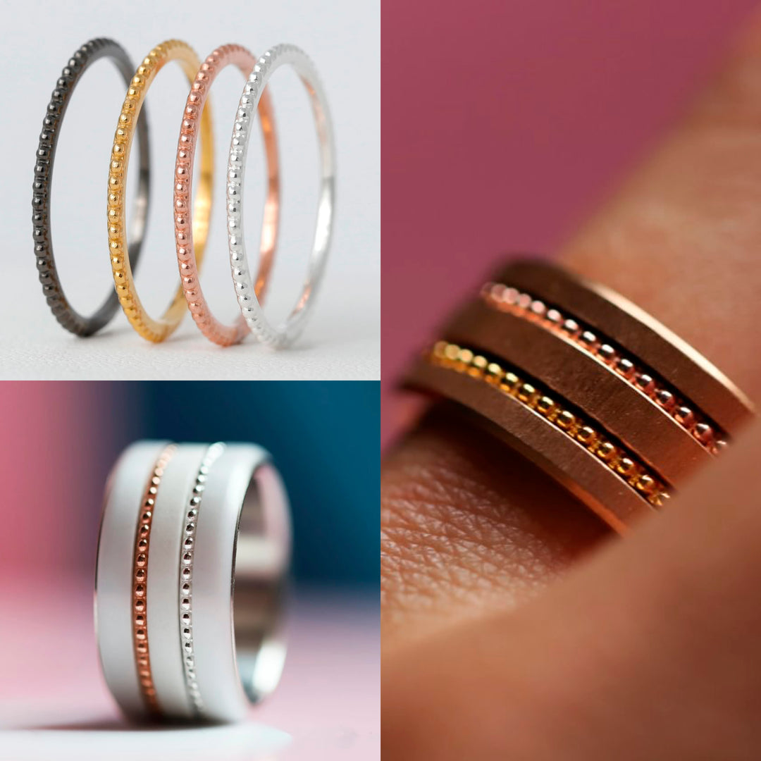 Set von 2 Mini Addons aus 925er Silber "Oasis" Farbe nach Wahl für den auswechselbaren mood Ring