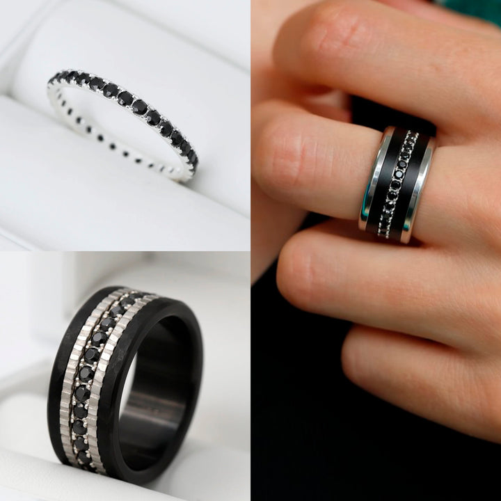 💍 Innenring (Medium Addon) "Aura Obscura" aus 925er Silber mit schwarzen Zirkonia Steine besetzt