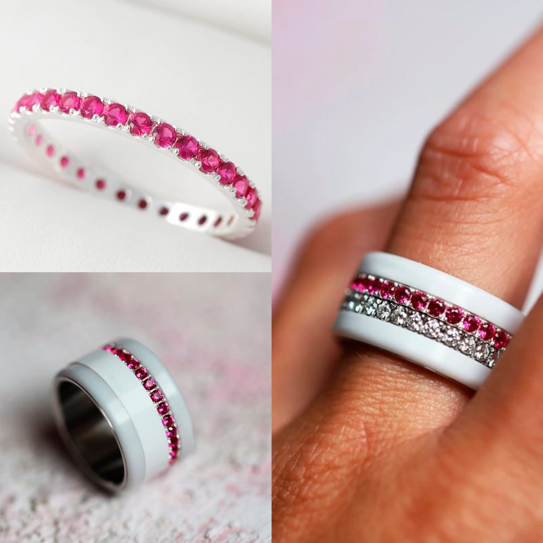 💍 Anneau (addon medium) "Aura Rubis" en argent 925 serti de zircons rubis