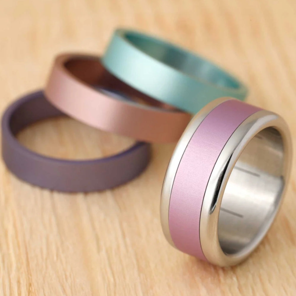 bague acier avec anneaux de couleur interchangeables