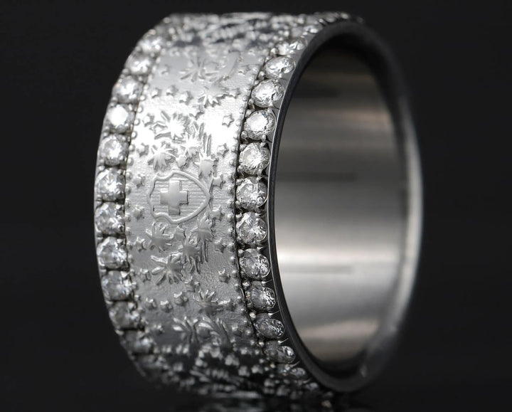 bague argent mood helvetia suisse avec diamants