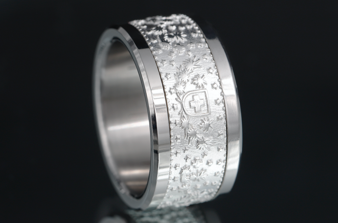 Bague mood Helvetia en argent 925 avec motifs de piece de monnaie suisse acheter en ligne Mood Collection