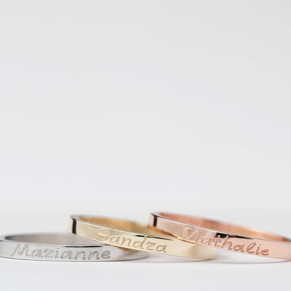 bague en acier inoxydable mood avec gravure personnalisée du prénom