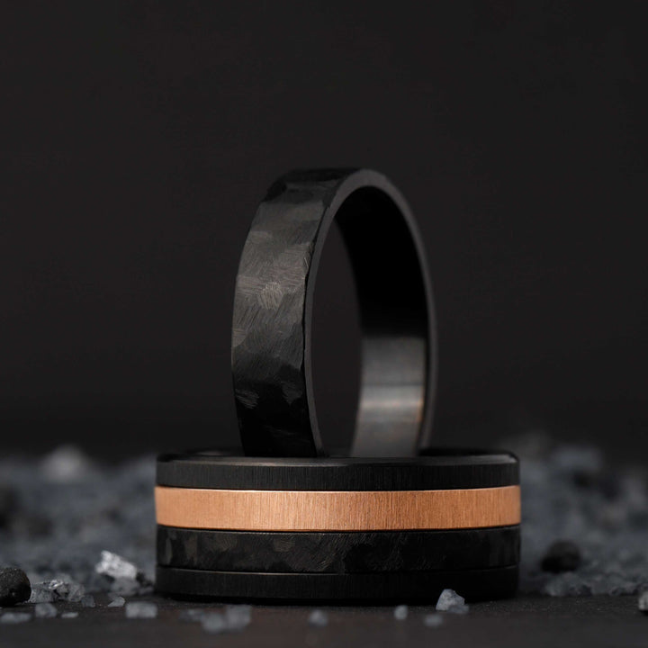 bague en acier noir volcan mood avec anneaux interchangeables 2
