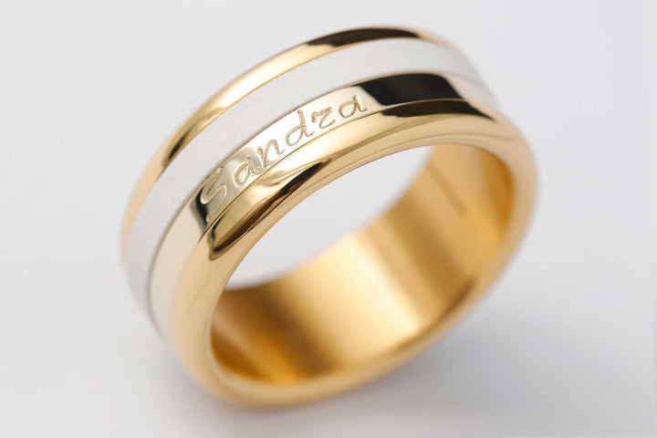 bague en acier rose mood avec gravure du prénom à choix 2