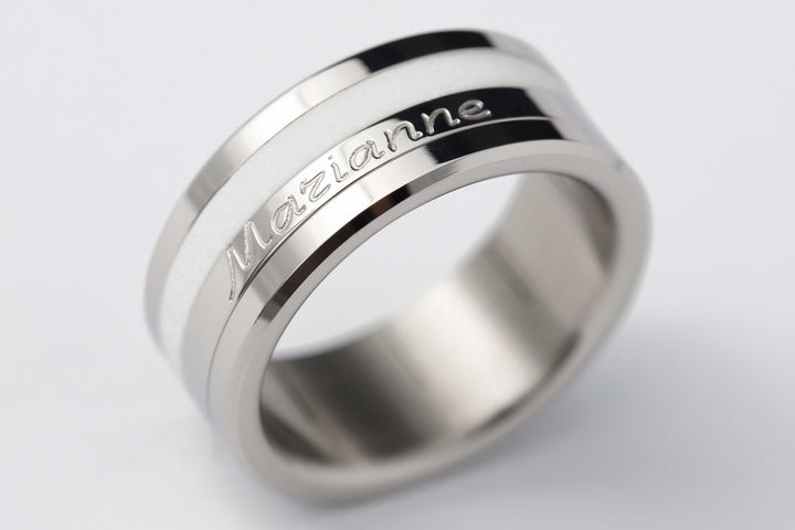 bague en acier rose mood avec gravure du prénom à choix 3