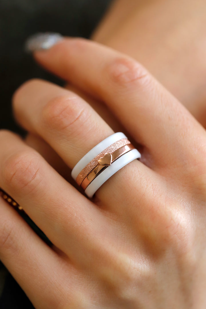 bague en argent 925 couleur rose neige éternelle pour bague mood interchangeable avec petit coeur en argent rose