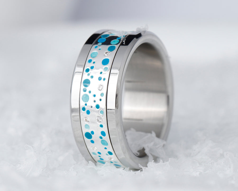 bague en argent 925 ice drop avec diamants et motifs bleu turquoise pour bague mood interchangeable