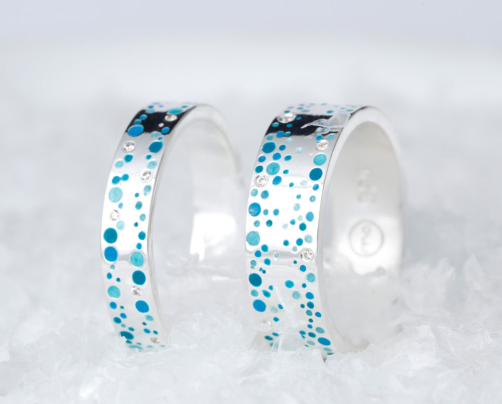bague en argent 925 ice drop avec diamants et motifs bleu turquoise pour bague mood interchangeable 2