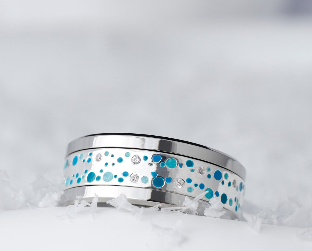 bague en argent 925 ice drop avec diamants et motifs bleu turquoise pour bague mood interchangeable 3