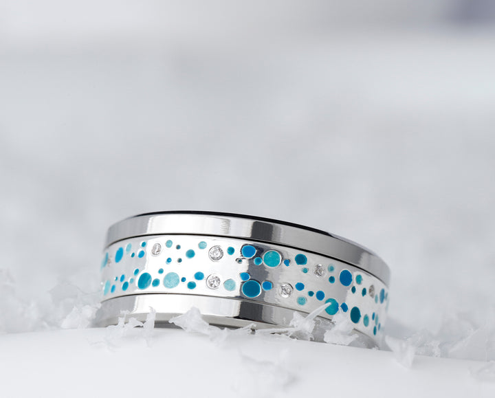 bague en argent 925 ice drop avec diamants et motifs bleu turquoise pour bague mood interchangeable 3