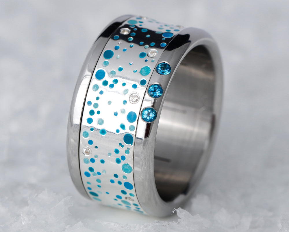 bague en argent 925 ice drop mood pour bague mood interchangeable avec diamants et motifs bleu turquoise 2