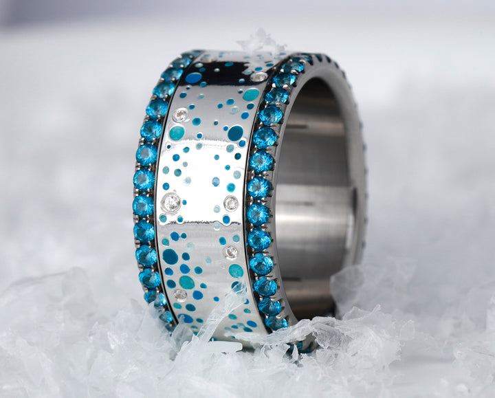 bague en argent 925 ice drop mood pour bague mood interchangeable avec diamants et motifs bleu turquoise 3