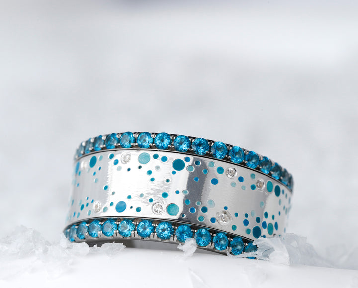 bague en argent 925 ice drop mood pour bague mood interchangeable avec diamants et motifs bleu turquoise 4