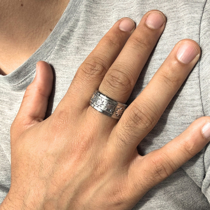 bague en argent pour homme avec motifs de la suisse fleur edelweiss et vache alpage 5