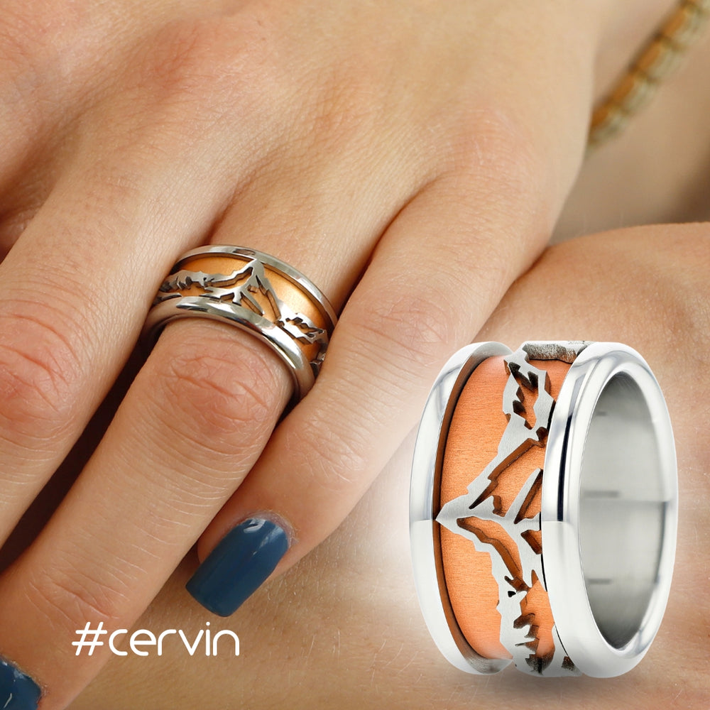 bague mood acier suisse cervin montagne avec couleur interchangeable
