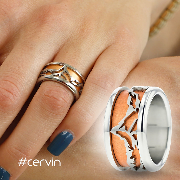 bague mood acier suisse cervin montagne avec couleur interchangeable