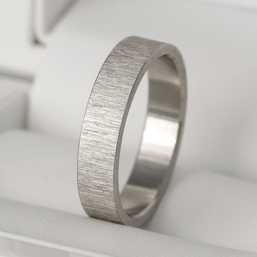 bague mood en acier inoxydable froissé deux tiers