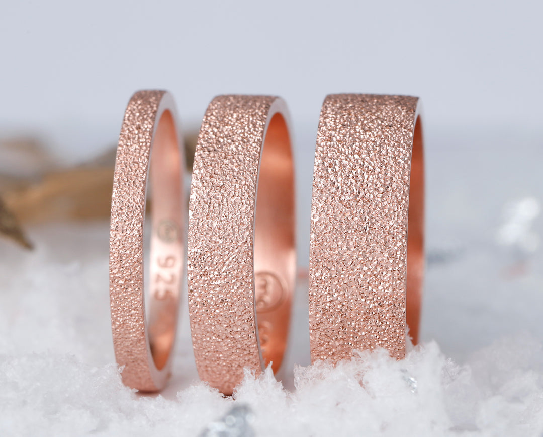 bague mood en argent 925 couleur or rose neige eternelle anneau pour bague mood interchangeable 3 formats d'anneau