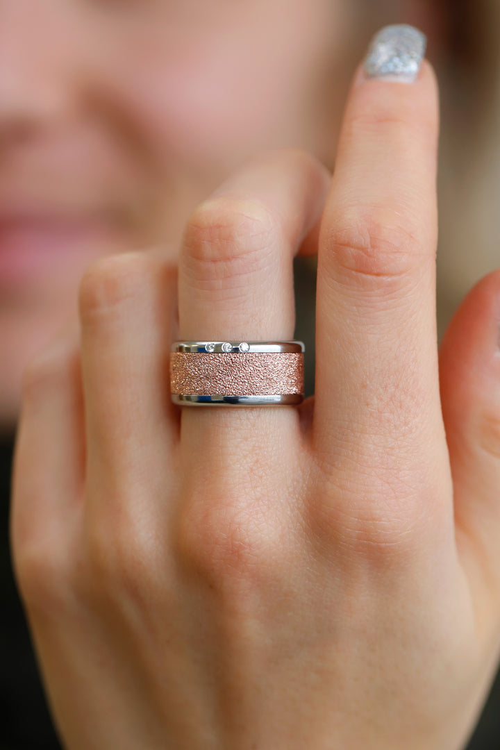 bague mood en argent 925 couleur or rose neige eternelle anneau pour bague mood interchangeable sur main de femme