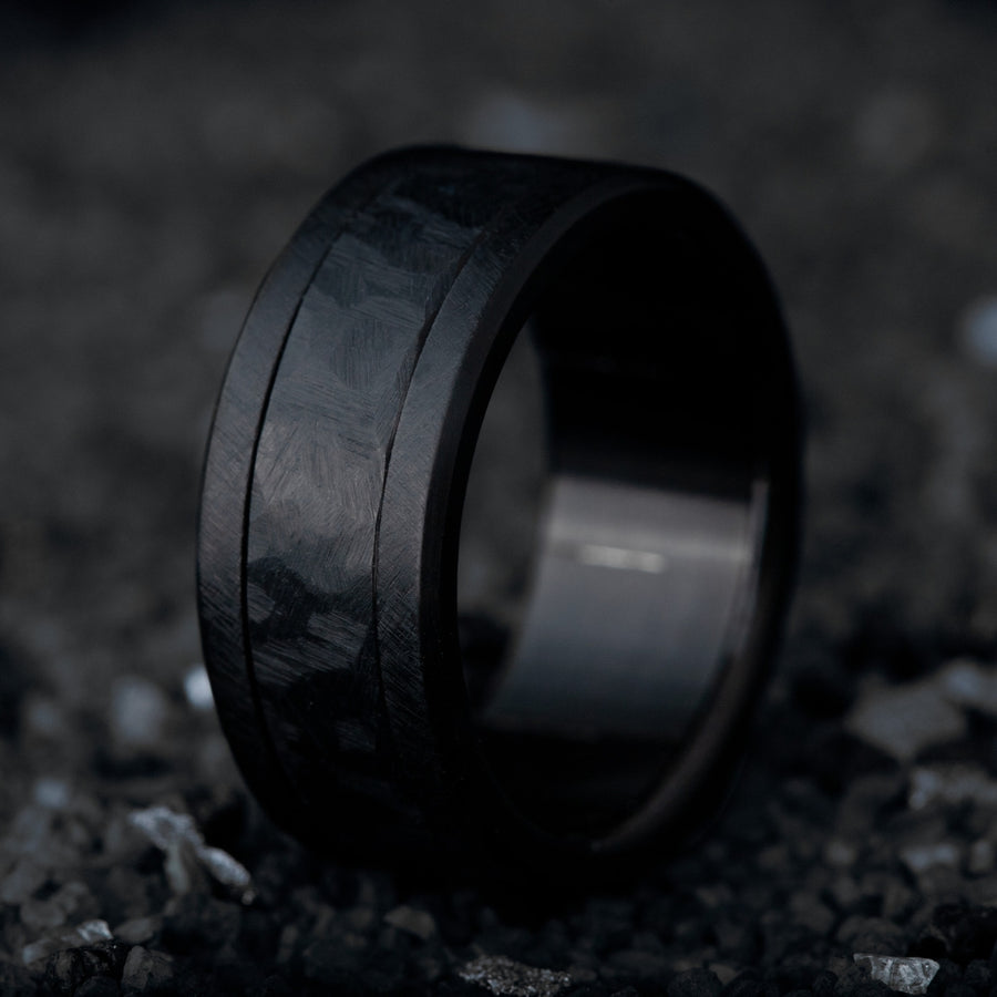bague mood interchangeable acier noir froissé black frost