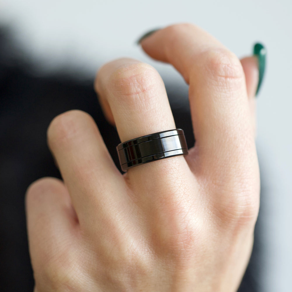 bague mood interchangeable en acier noir black glass black friday 2