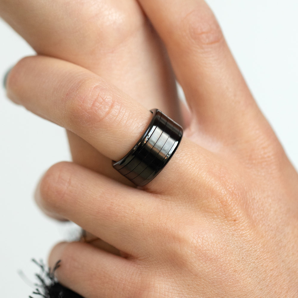 bague mood interchangeable en acier noir black mirror black friday 2